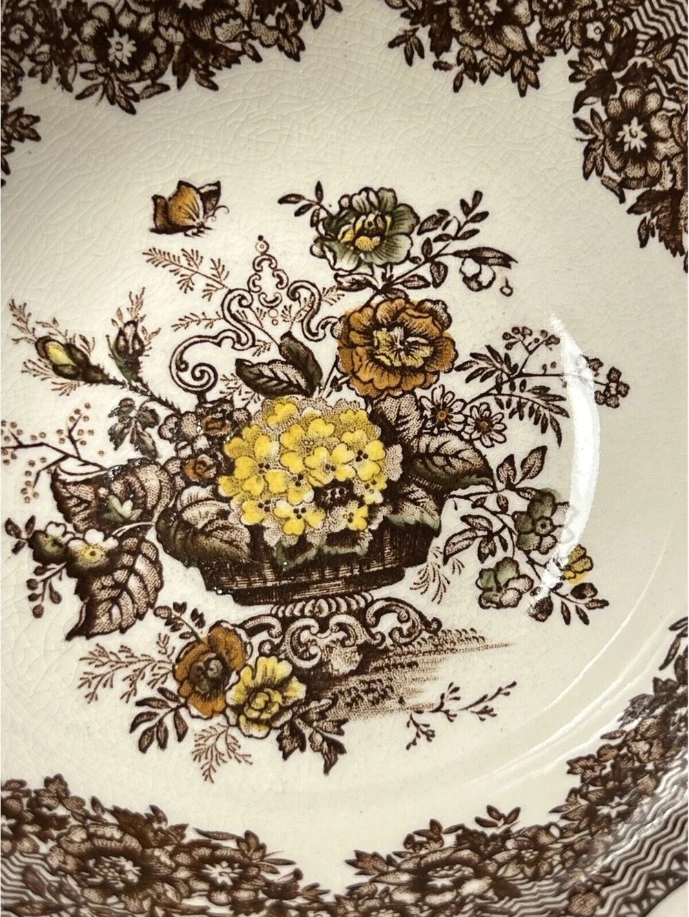 Mason’s England 1963 Cereal Bowl Ascot Brown Transferware Ironstone, 6.25x2”